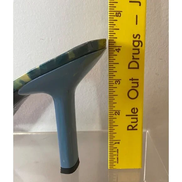 Via Spiga Open-Toe Mules Yellow & Blue Abstract Pattern Shoes Heels Size 10 - Picture 9 of 9